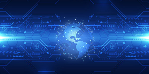 电路地球科技地球线条信息技术蓝色背景设计图片