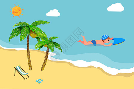 椰子棕榈树夏日游泳海报设计图片