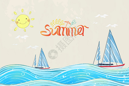 夏天海边美式风格海报图图片