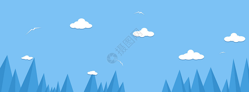 扁平化山峰白云背景图片