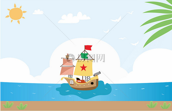 海边风景插画图片