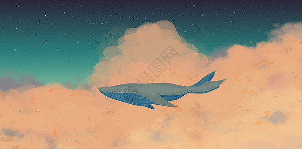 鲸鱼幻想插画图片