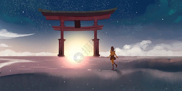 神社少女插画插画图片下载 正版图片 摄图网 神社少女插画插画图片下载 正版图片 摄图网