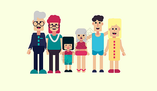 色块图标家庭人物设计矢量图插画