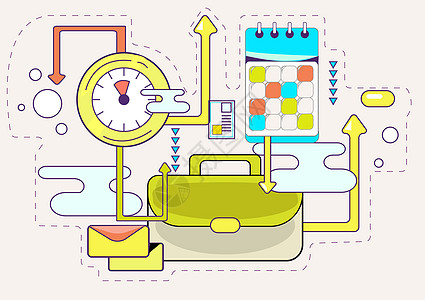 公文包壁纸智能办公时间表插画