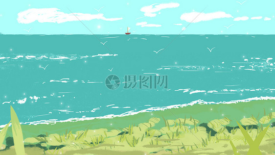 海岸线的美插画图片