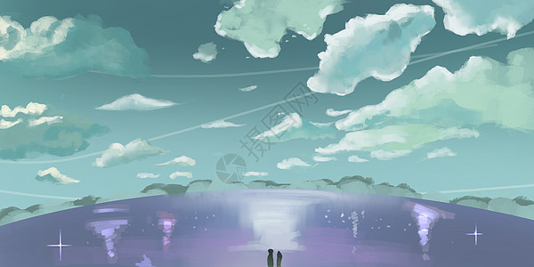 二次元银河插画背景图片