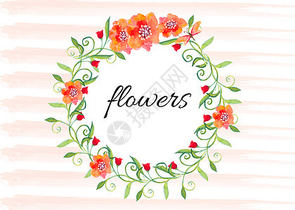 手绘水彩花朵花环图片