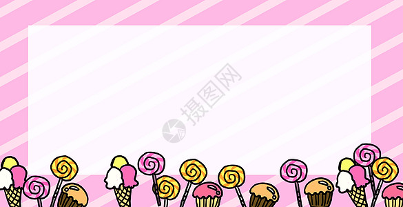 蛋糕棒棒糖手绘卡通可爱小甜品背景设计图片