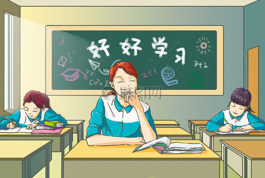学生上课插画插画图片下载-正版图片400061699-摄图网