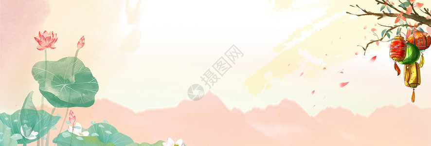 粉色手绘中秋节图片