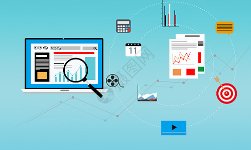 电子技术搜索统计营销办公插画