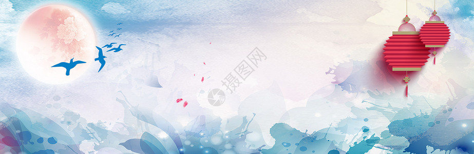 飞鸽中秋节背景图设计图片