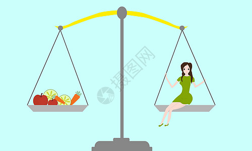 绿色健康人体健康饮食平衡插画