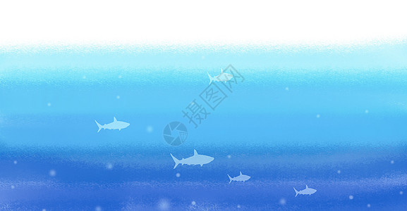 鱼气泡手绘水彩深海动物背景设计图片