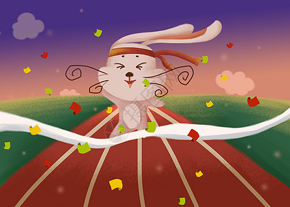 跑步插画兔子跑步高清图片