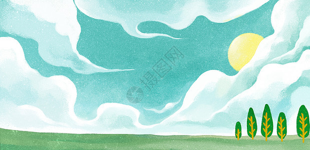 草原背景插画 草原背景卡通 草原背景手绘图片下载 摄图网