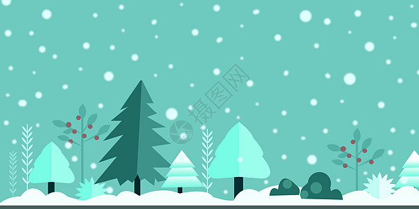 圣诞冬日雪景插画插画