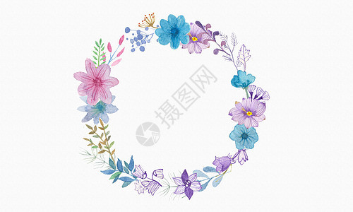 紫色花环背景图片