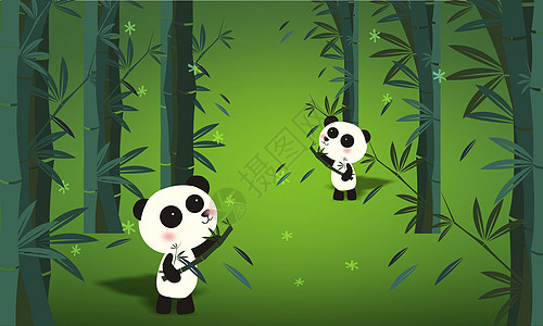 熊猫吃竹图背景图片