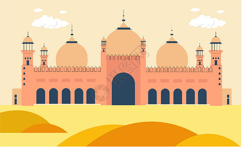 沙漠城堡插画背景图片