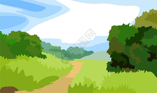 武汉东湖绿道风景手绘山间小路插画