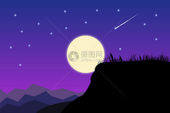 夜晚梦境星空小清新背景素材图片