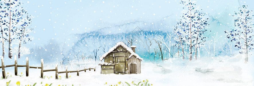 立冬banner冬季雪景背景设计图片