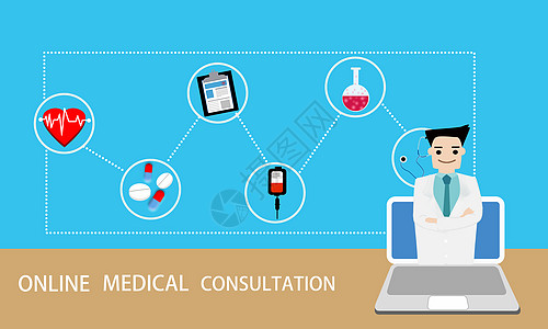 网上咨询网上医疗信息平台插画