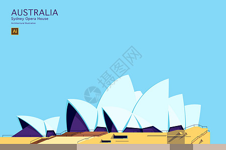 悉尼歌剧院矢量建筑插画图片