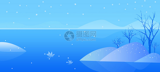 冬季雪景插画图片