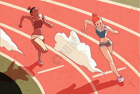 短跑比赛插画图片