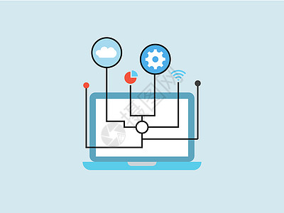 电脑概念科技电脑数据连接插画