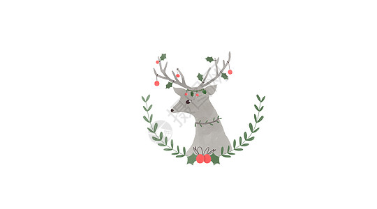 圣诞设计素材小鹿插画