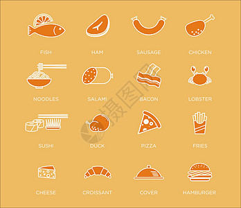 英文图标图片矢量美食图标设计图片