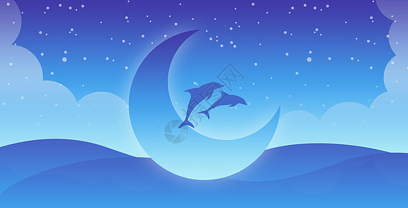 海豚海洋插画图片