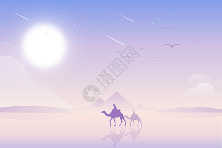 遥远的梦手绘沙漠骆驼高清图片