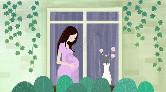 怀孕孕妈妈插画