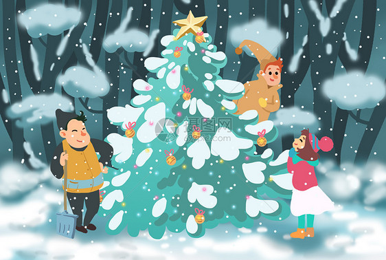 冬日圣诞节插画图片