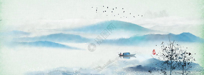 大雁飞行中国风背景设计图片