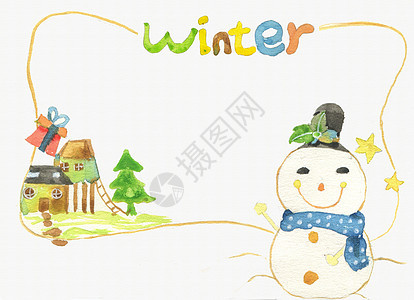 雪人卡通冬日背景图片