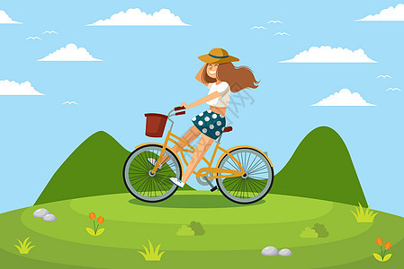 骑自行车兜风的女孩图片