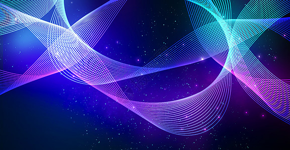 蓝色几何图形对称蓝色炫彩曲线背景设计图片