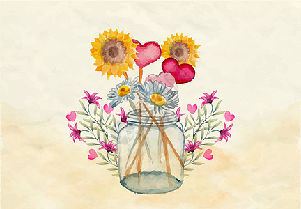 手绘花瓶插画背景图片
