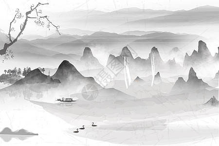 水墨中国在水一方设计图片