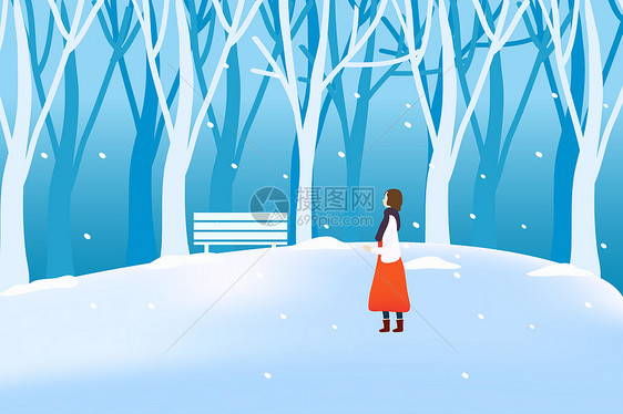 冬季风景插画图片