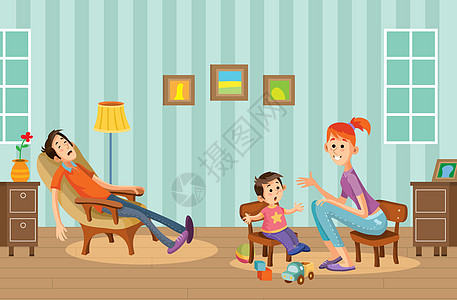 家庭生活矢量插画图片