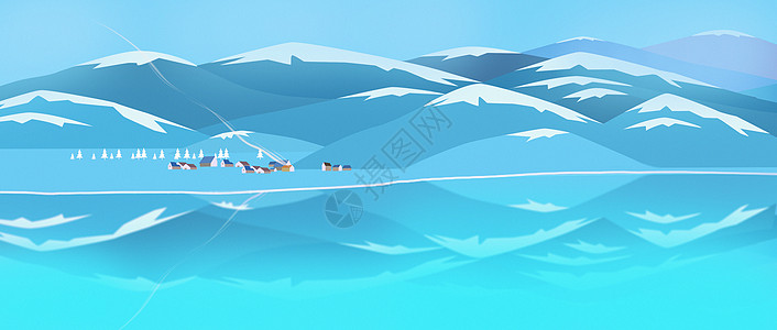 冰山风景插画图片