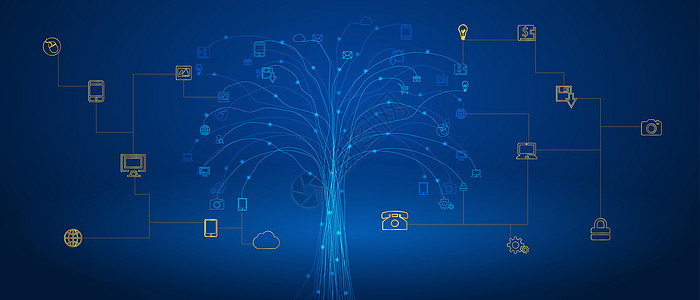 白玉兰树互联网信息技术科技背景设计图片