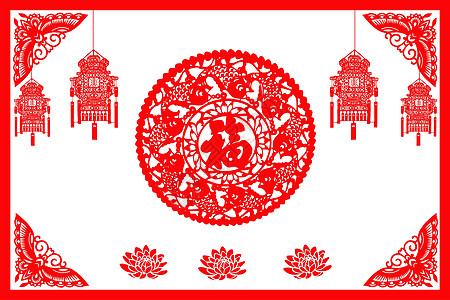 剪纸红色中国高清图片